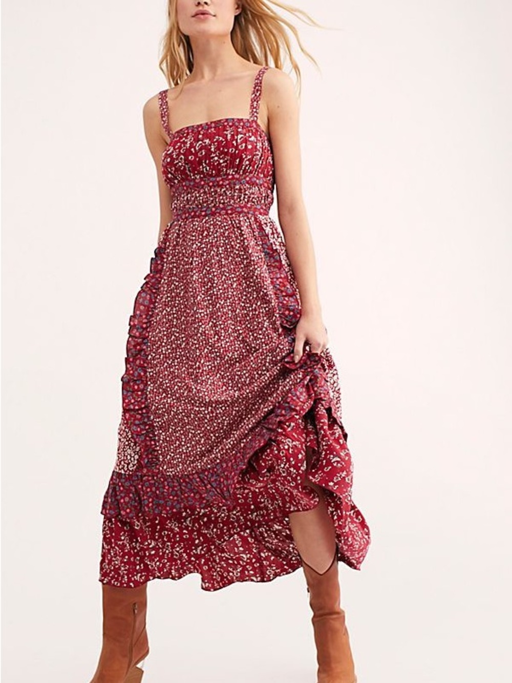 Free People Yesica Dress Maxi Red Floral Womens Size 10
